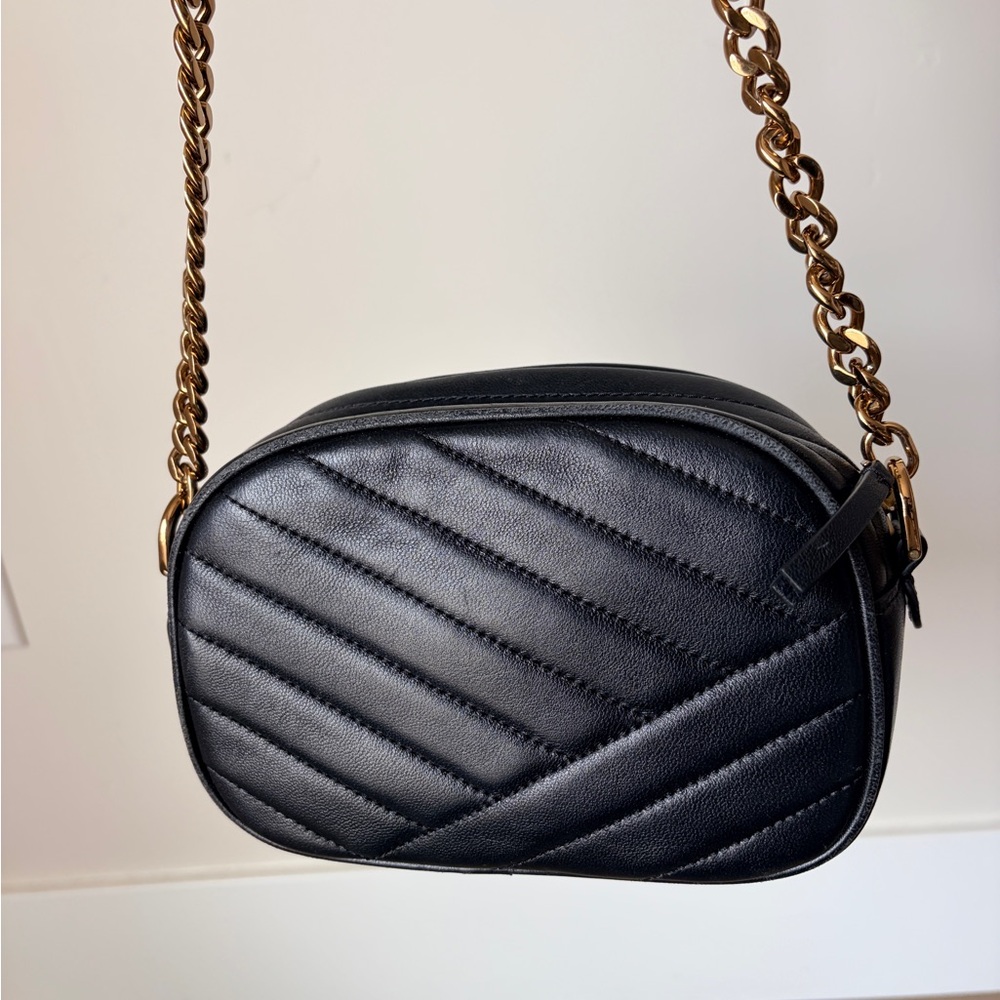 Tory Burch Chevron Kira Small Camera Bag Black Crossbody - Picture 4 of 8